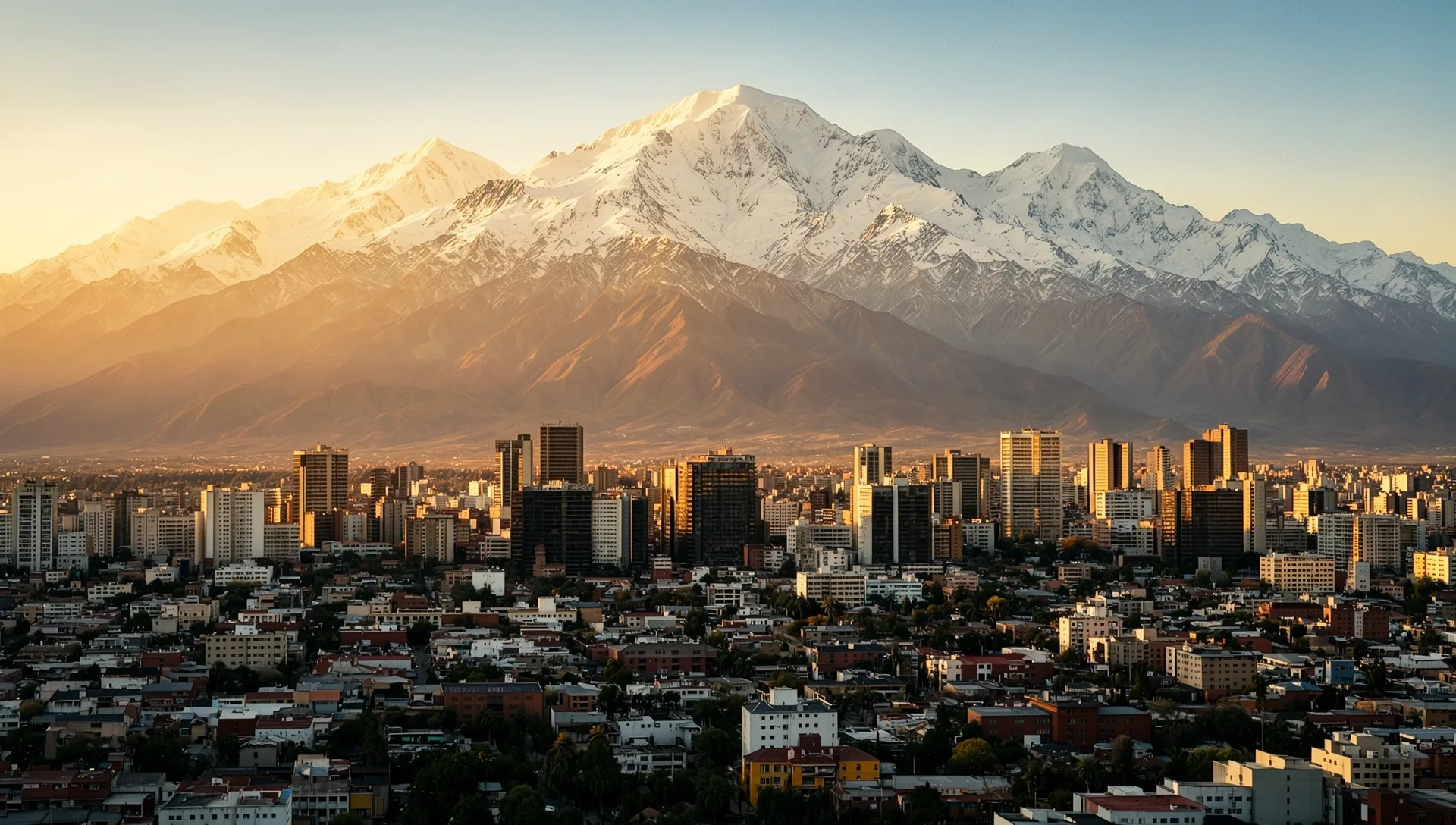 Vista panorámica de Mendoza y la cordillera de los Andes