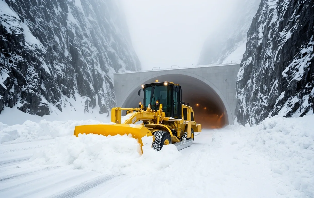 Maquinaria de vialidad trabajando en la nieve