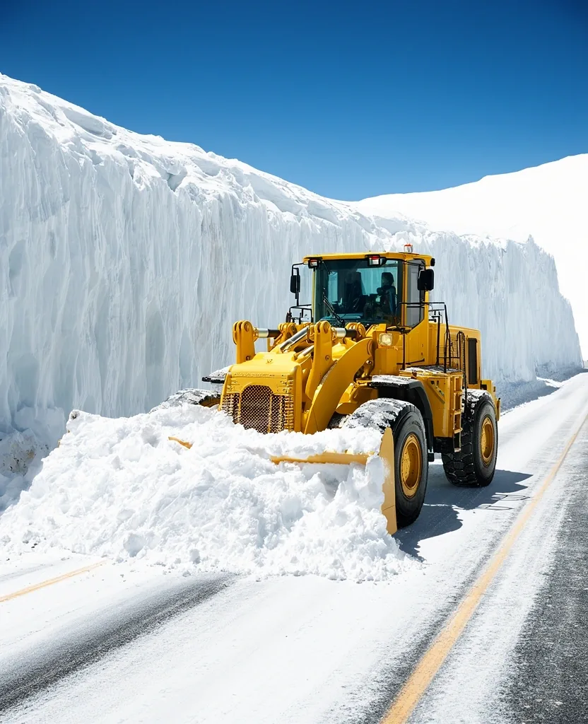 Maquinaria pesada trabajando en la nieve